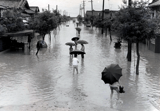 浸水する深江地区2